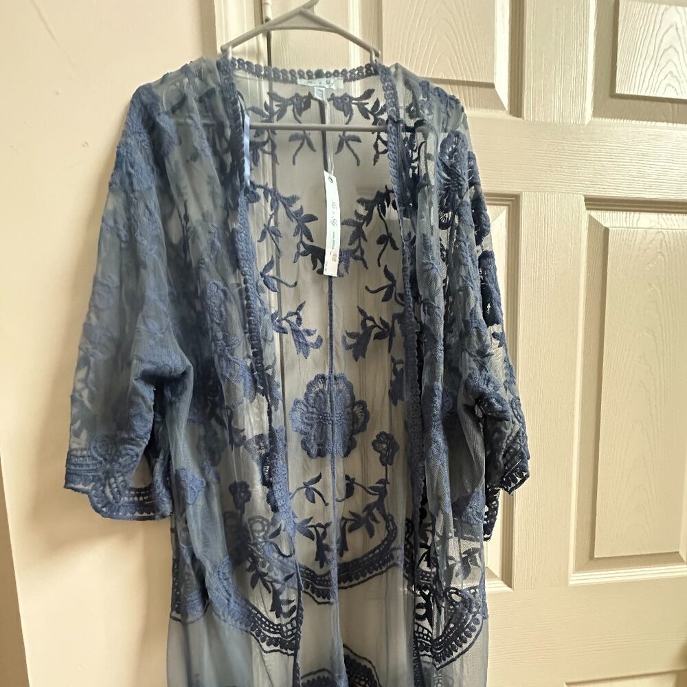 She + Sky sheer blue lace cover Size SM